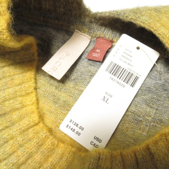 Anthropologie Pilcro Cropped Mock-Neck Sweater - Yellow Gray Ombre - XL - Picture 7 of 12